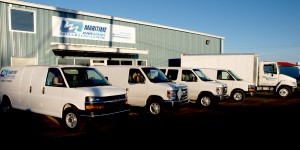 Our 4,800 square foot office/warehouse along with our mobile service fleet.